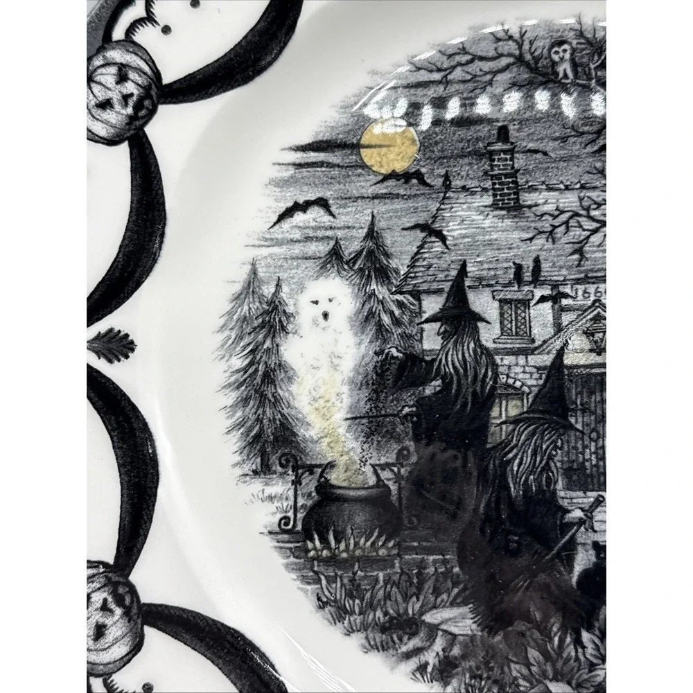 The Witches Coven Dinner Plates By Royal Stafford Halloween 11 Inch Set Of 4 New